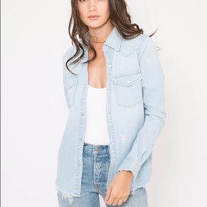 New GRLFRND “Lauren” blue denim shirt size small